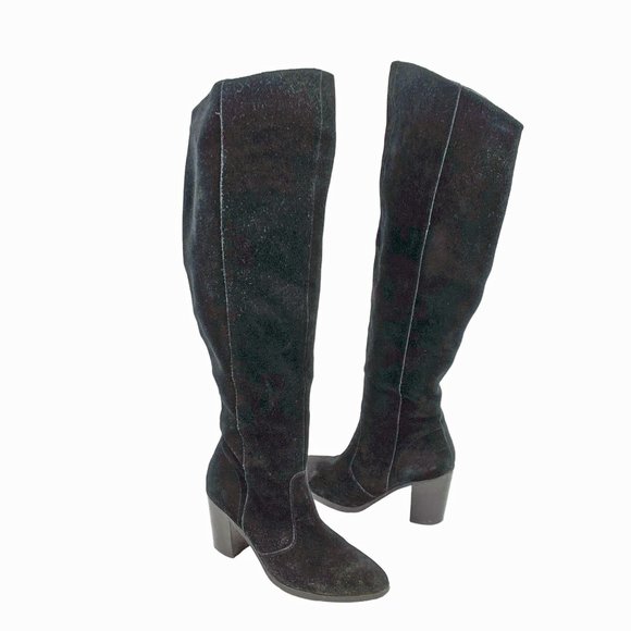 Anthropologie LATIGO Jukebox Black Suede Over the Knee Heel‎ Boots - Picture 1 of 12